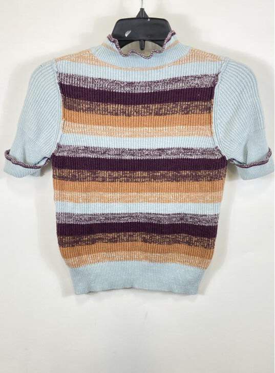 Free People Women Blue Striped Knitted Top S image number 2