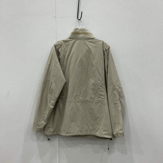 Mens Beige Mock Neck Long Sleeve Full Zip Softshell Military Jacket Size XL image number 2