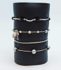 Sterling Silver Ball Bead & Chain Bracelets 16.3g
