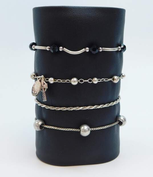 Sterling Silver Ball Bead & Chain Bracelets 16.3g image number 1