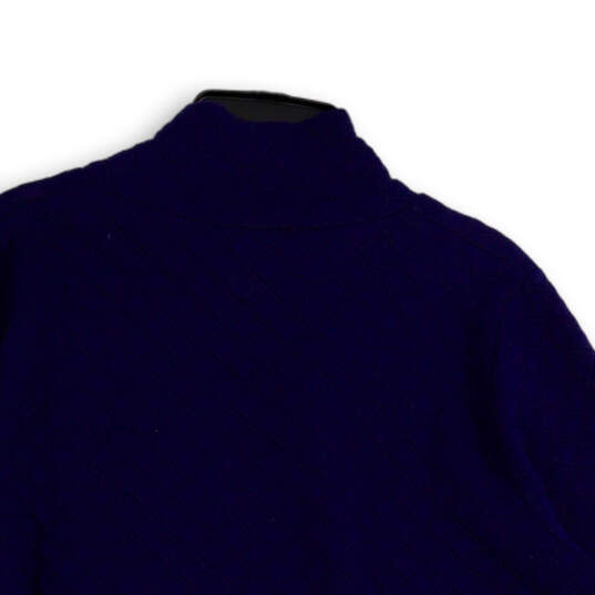 Womens Blue Mock Neck Long Sleeve Quilted Pullover Sweatshirt Size XL image number 4