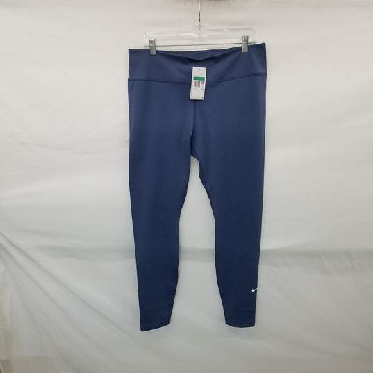Nike One Blue Tight Fit Mid Rise Full Length Leggings WM Size XL NWT image number 1