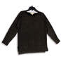 Womens Black Gold Round Neck Long Sleeve Pullover Sweater Size Large image number 1
