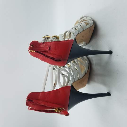 Giuseppe Zanotti Caged Sandals Women's Sz 9 White/Red image number 4