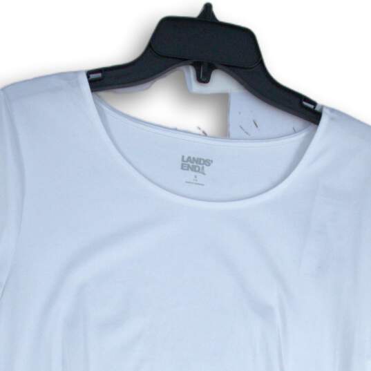 Lands' End Womens White Round Neck Short Sleeve Pullover T-Shirt Size 6-8 image number 3