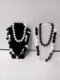 4 Piece Black And White Beaded Necklace Bundle image number 1