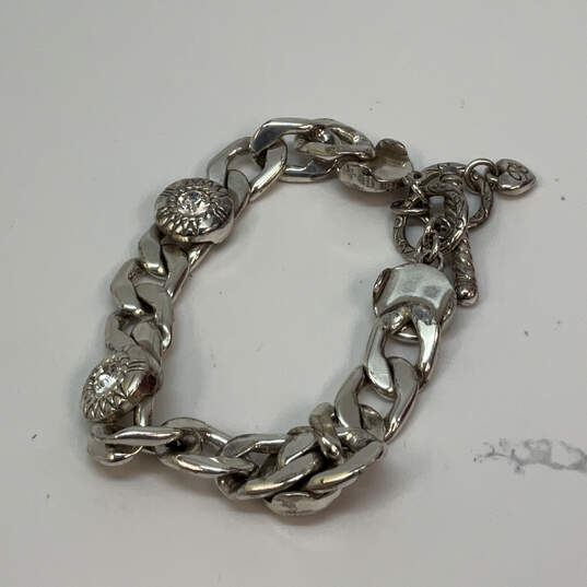 Designer Brighton Silver-Tone Crystal Cut Stone Chain Bracelet w/ Dustbag image number 3