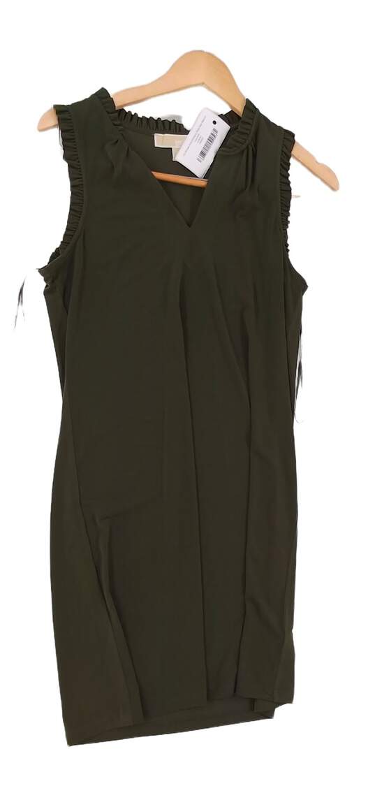 Womens Green Sleeveless Split Neck Sheath Dress Size Medium image number 1