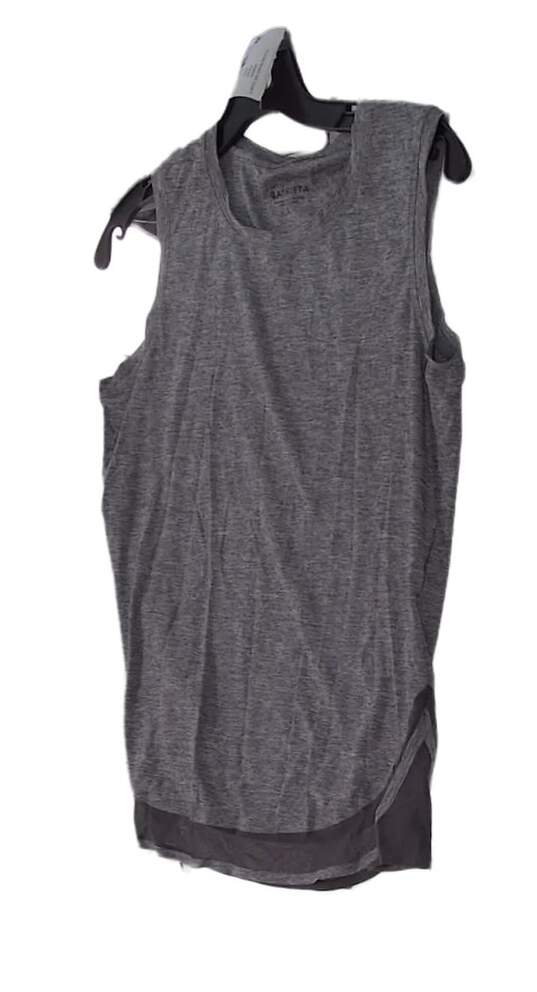 Women's Heather Round Neck Sleeveless Wide Strap Tank Top Size S image number 2