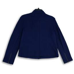 NWT Talbots Womens Navy Blue Long Sleeve Full-Zip Motorcycle Jacket Size 10P alternative image