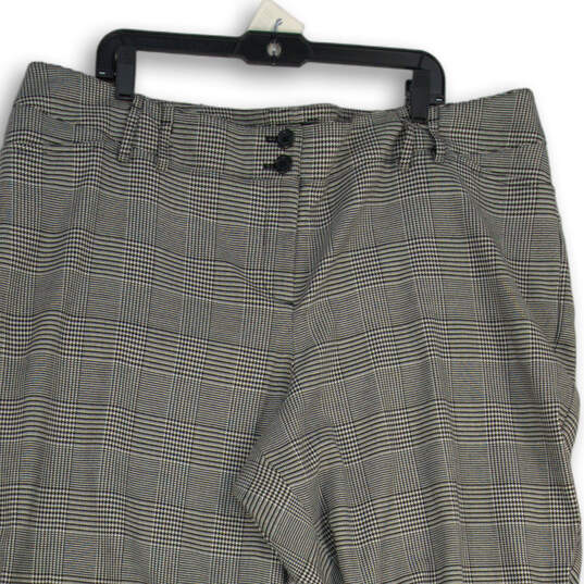 Womens Black White Plaid Flat Front Classic Fit Trouser Pants Size 20 image number 3