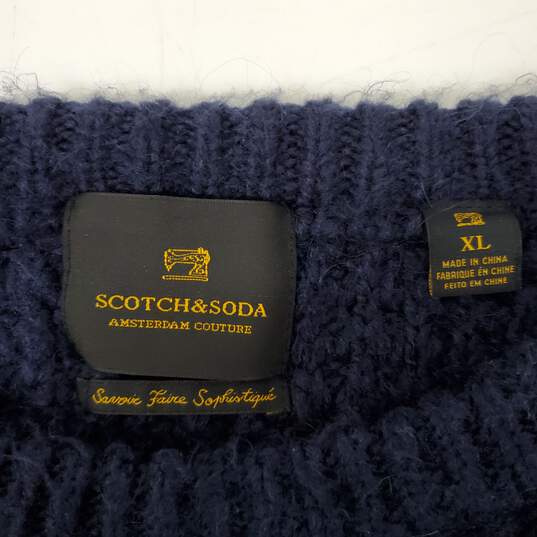 Scotch & Soda MN's Mohair Dark Blue Knit Crewneck Sweater Size XL image number 3