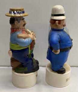 2 Ceramic Decanters Vintage Barware Hand Crafted Molds Police Man/Deli Man alternative image
