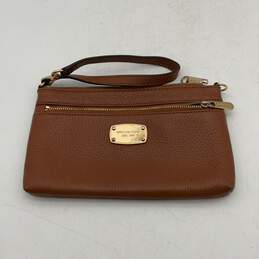 Michael Kors Womens Brown Gold Outer Zip Pocket Clutch Wristlet Wallet Purse