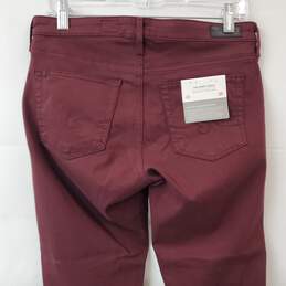Anthropologie The Abby Ankle Mid-Rise Skinny Burgundy Pants Size 28 NWT alternative image