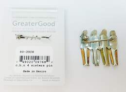 (G) 2 Far Fetched Mixed Metals Four Friends Holding Hands Brooches Set alternative image