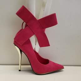 Privileged Marnie Fuchsia Ankle Bow Stiletto Heels Shoes Size 9