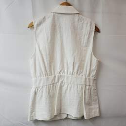 Diane von Furstenberg White Cotton Sleeveless Button Vest Women's 12 alternative image