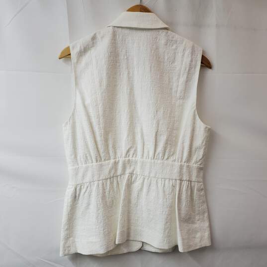 Diane von Furstenberg White Cotton Sleeveless Button Vest Women's 12 image number 2