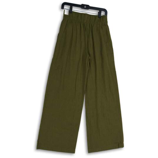 NWT Abercrombie & Fitch Womens Green Pleated Wide Leg Pull-On Ankle Pants Sz XS image number 2