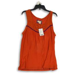 NWT Meadow Rue Womens Orange Beaded Scoop Neck Pullover Tank Top Size Large
