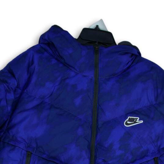 Nike Mens Windrunner Blue Hooded Camouflage Full Zip Puffer Jacket Size 3XL image number 3