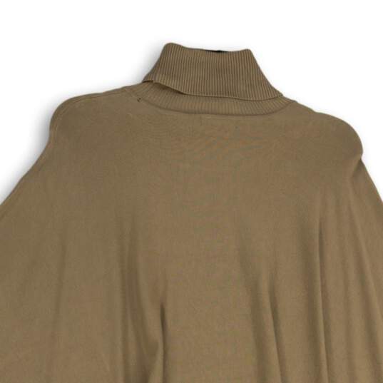Alfani Womens Brown Knitted Turtleneck Poncho Pullover Sweater Size XL image number 4