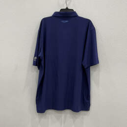 NWT Mens Blue Short Sleeve Self Collar 1/4 Button Dodge Polo Shirt Size XXL alternative image