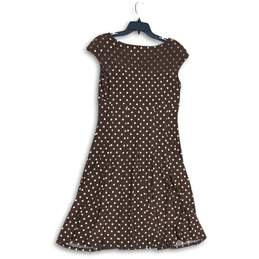 American Living Womens Brown White Polka Dot Wrap V-Neck A-Line Dress Size 12 alternative image