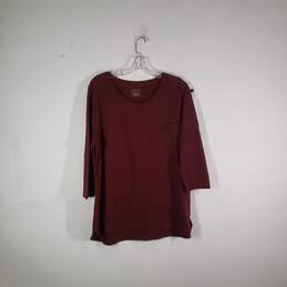 Womens Round Neck 3/4 Sleeve Chest Pocket Pullover T-Shirt Size XL