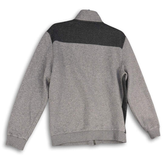Womens Gray Mock Neck Pockets Long Sleeve Full-Zip Jackets Size Medium image number 4