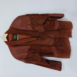 Vintage Avanti Women's Suede Leopard Print Fringed Jacket Size L