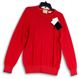 NWT Mens Red Crew Neck Long Sleeve Knitted Pullover Sweater Size M