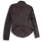 Womens Gray Long Sleeve Pockets Hi-Low Hem Motorcycle Jacket Size Small image number 2