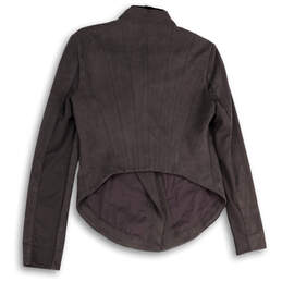 Womens Gray Long Sleeve Pockets Hi-Low Hem Motorcycle Jacket Size Small alternative image