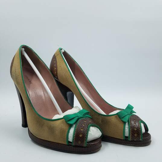 Marc Jacobs Peep Toe Heel Women's Sz.38 Green/Khaki image number 3