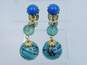 VNTG Japanese Mid Century Mixed Materials Blue Green Earrings Lot image number 7