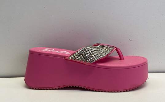 Forever 21 X Barbie Rhinestone Thong Platform Sandals Pink 8.5 image number 1
