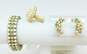 Vintage Gold Tone Aurora Borealis & Faux Pearl Mushroom Brooch w/ Bracelet & Earrings 44.1g image number 1