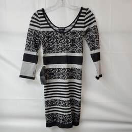 Bebe Women's Lace & Stripes Jacquard Bodycon Sweater Dress Size M/L