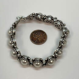 Designer Brighton Silver-Tone Rhinestone Pearl Beaded Chain Bracelet alternative image