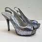Guess Silver Sparkle Open Toe Heels Women's Size 7M image number 3