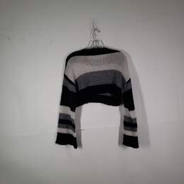 Womens Striped Knitted Long Sleeve Crew Neck Cropped Pullover Sweater Size Small alternative image