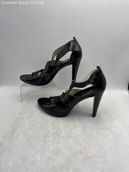 Michael Kors Womens Berkley Black Leather Zipper T-Strap Sandals Size 8.5 M