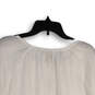 Womens White Crochet 3/4 Sleeve Round Neck Pullover Blouse Top Size Large image number 4