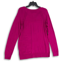 NWT Womens Purple Knitted V-Neck Long Sleeve Pullover Sweater Size Large alternative image