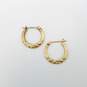 14K Gold Hoop Leaf Chisel Design Earrings 1.2g image number 3