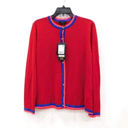 Escada Suloma Cherry Red Button Front Women's Cardigan Size L NWT with COA