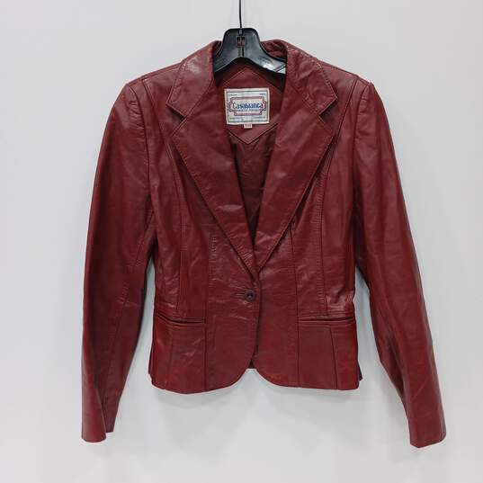 Women's Red Vintage Casablanca Leather Jacket Size 9/10 image number 1