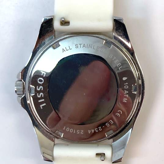 Designer Fossil ES-2344 Silver Rhinestone Chronograph Quartz Analog Wristwatch image number 4